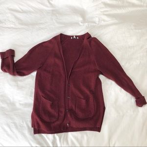 Maroon "grandpa" comfy cardigan